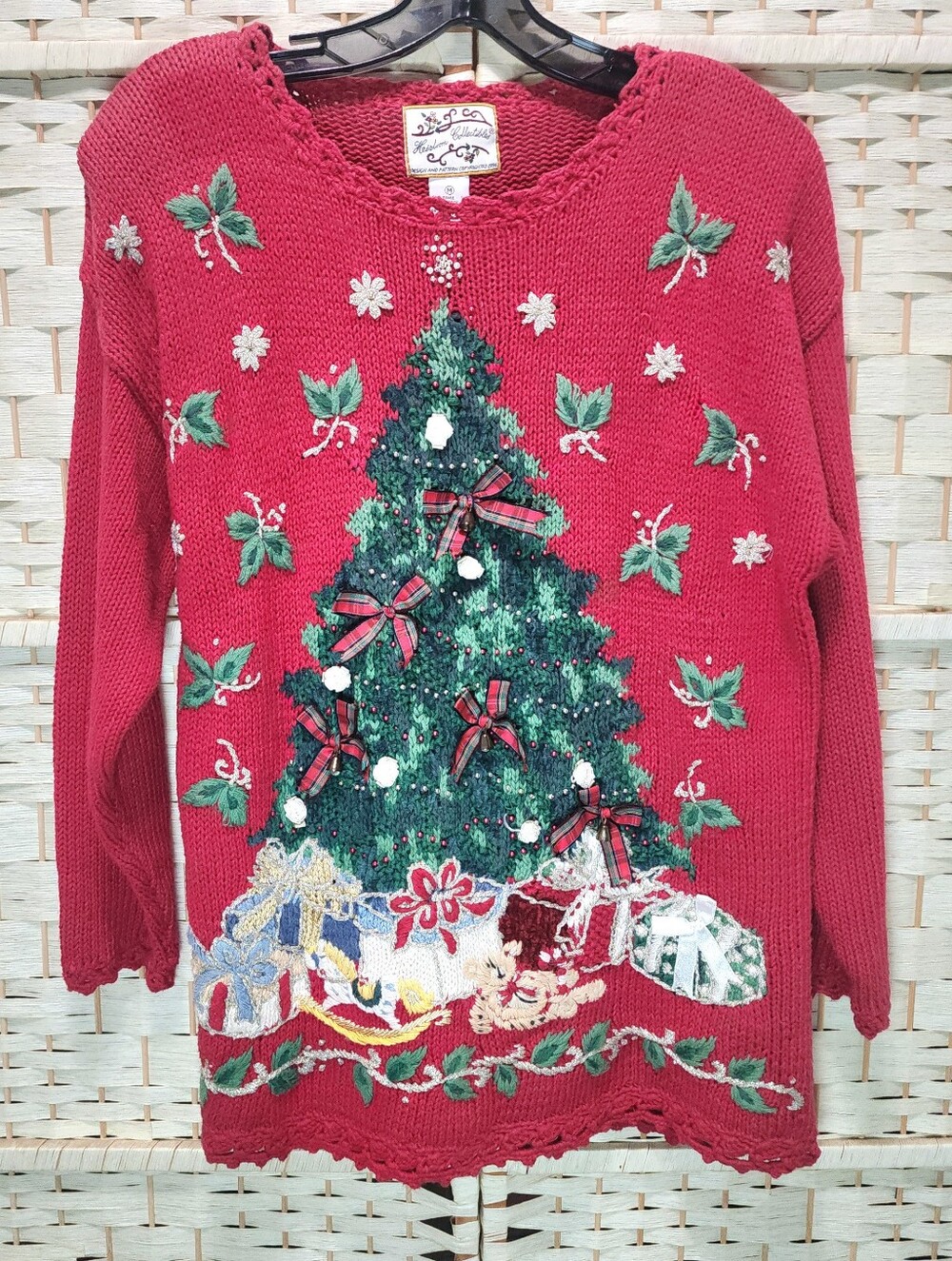 1996 Heirloom Collectibles Ramie Cotton Christmas Sweater Size Medium